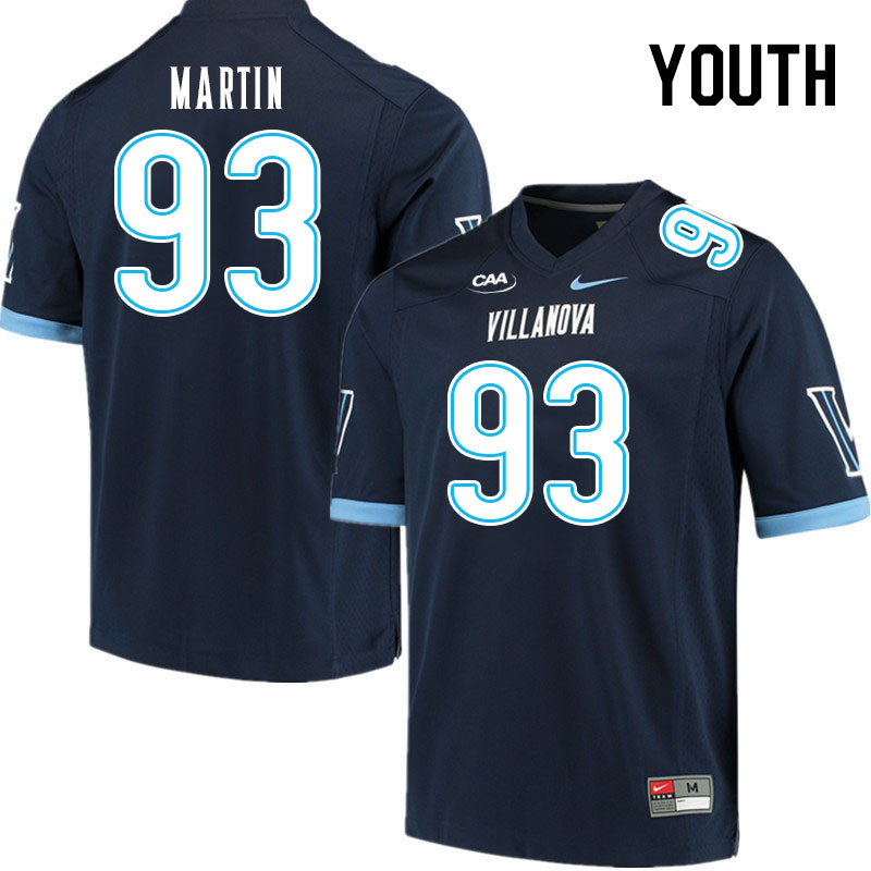 Youth #93 Capri Martin Villanova Wildcats College Football Jerseys Stitched Sale-Navy - Click Image to Close